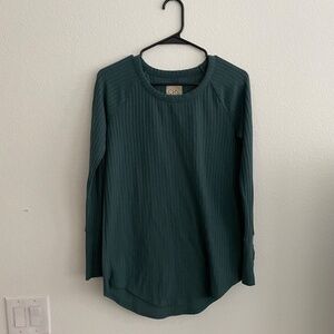 Chaser Women’s Lightweight Ribbed Sweater Size Small Green Long Sleeve Pullover